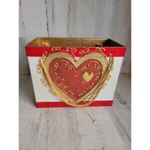 Glitter heart Valentine large‎ decor shabby chic box love decor figure gold trim